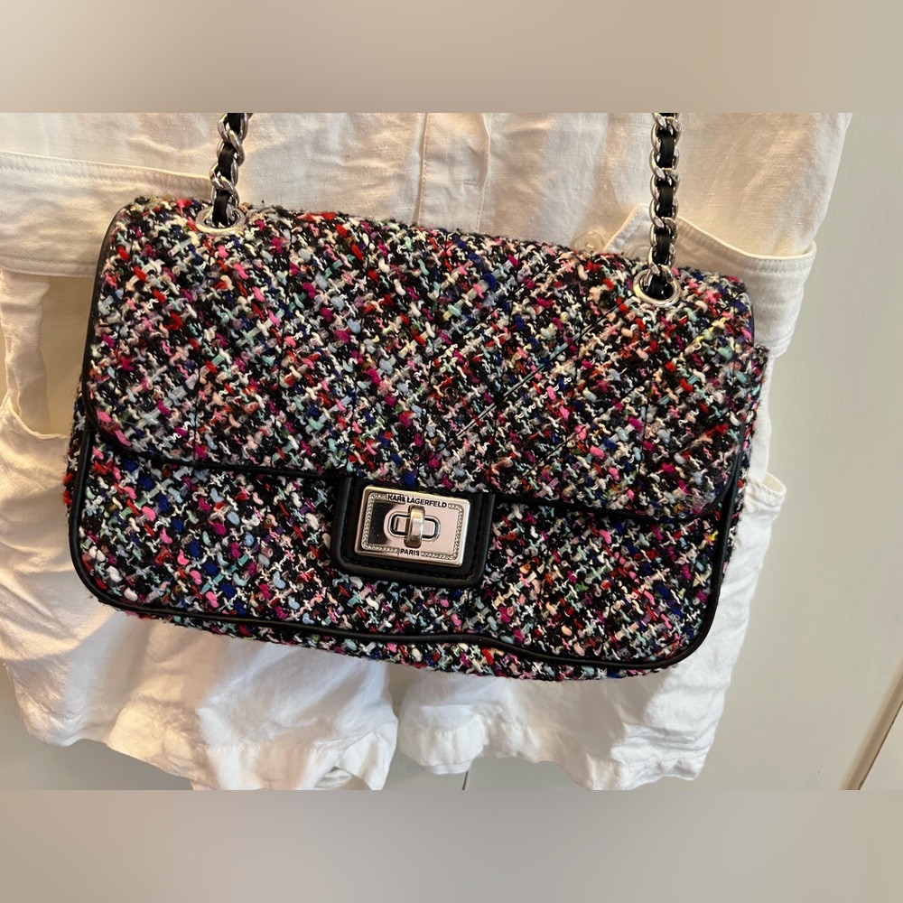 Karl Lagerfeld crossbody tweed bag purse